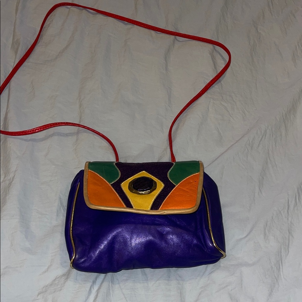 Colorful Women's Bag with Red Strap